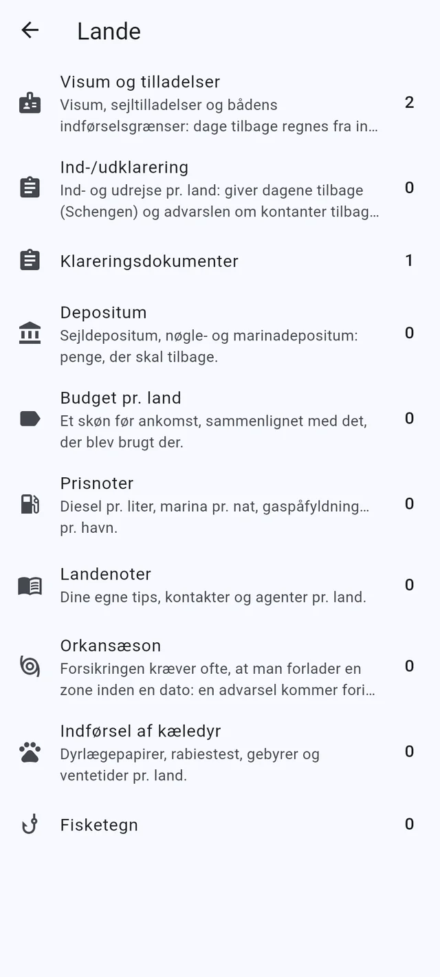 Visa, tilladelser, reservedele og service, med påmindelser