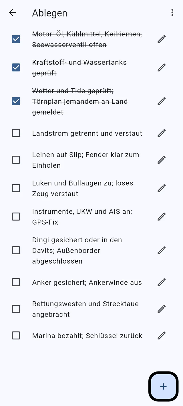 Einkaufslisten und Checklisten, auf jedem Telefon an Bord