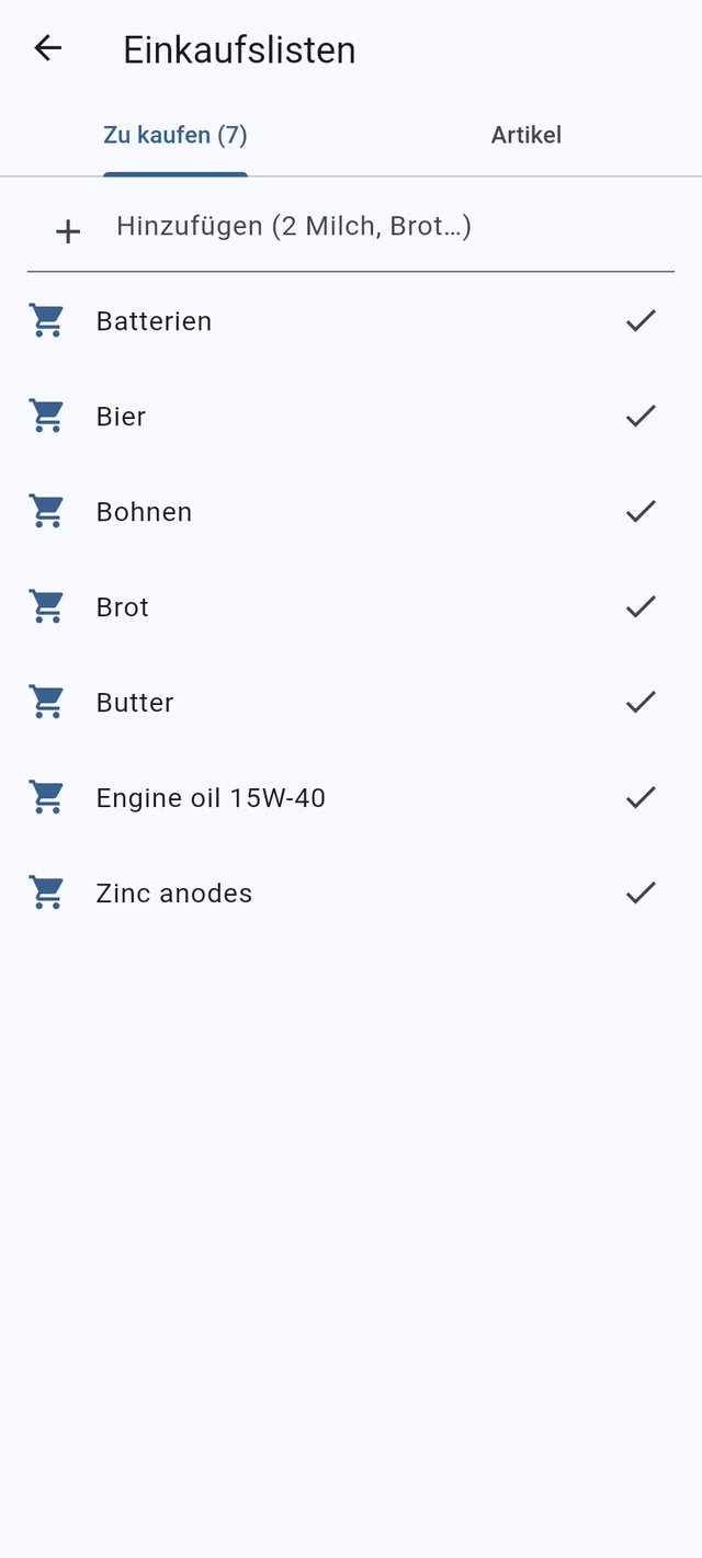 Einkaufslisten und Checklisten, auf jedem Telefon an Bord