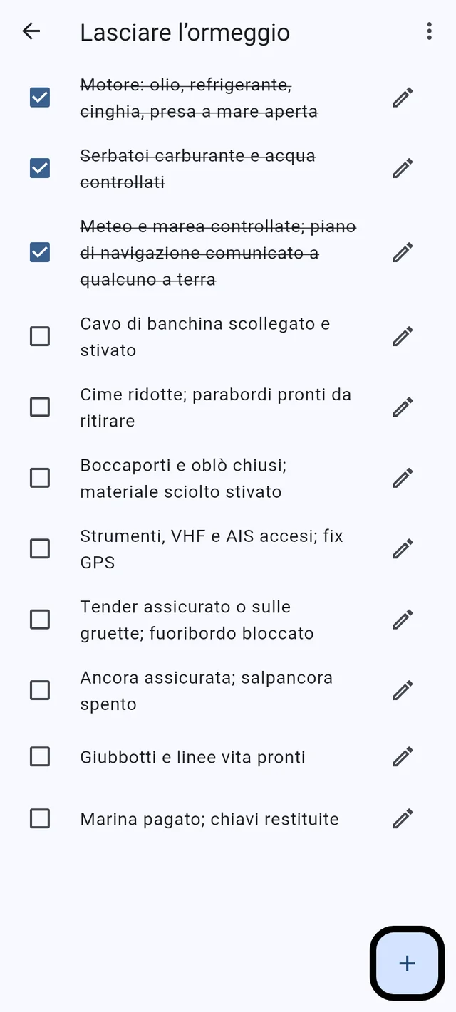 Liste della spesa e checklist, su ogni telefono a bordo